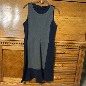 J Crew Sleeveless Navy Gray Color Block Dress